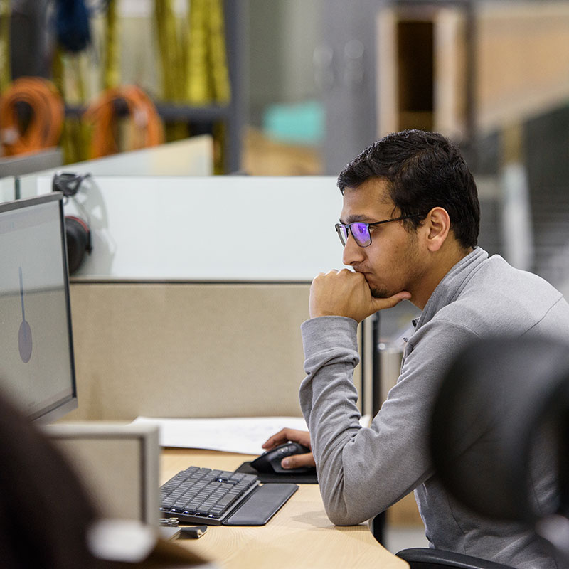 Engineer working at computer